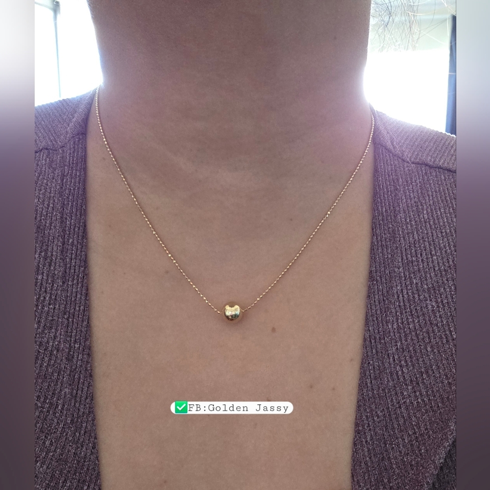 18k Real Gold Ball Necklace - image 4